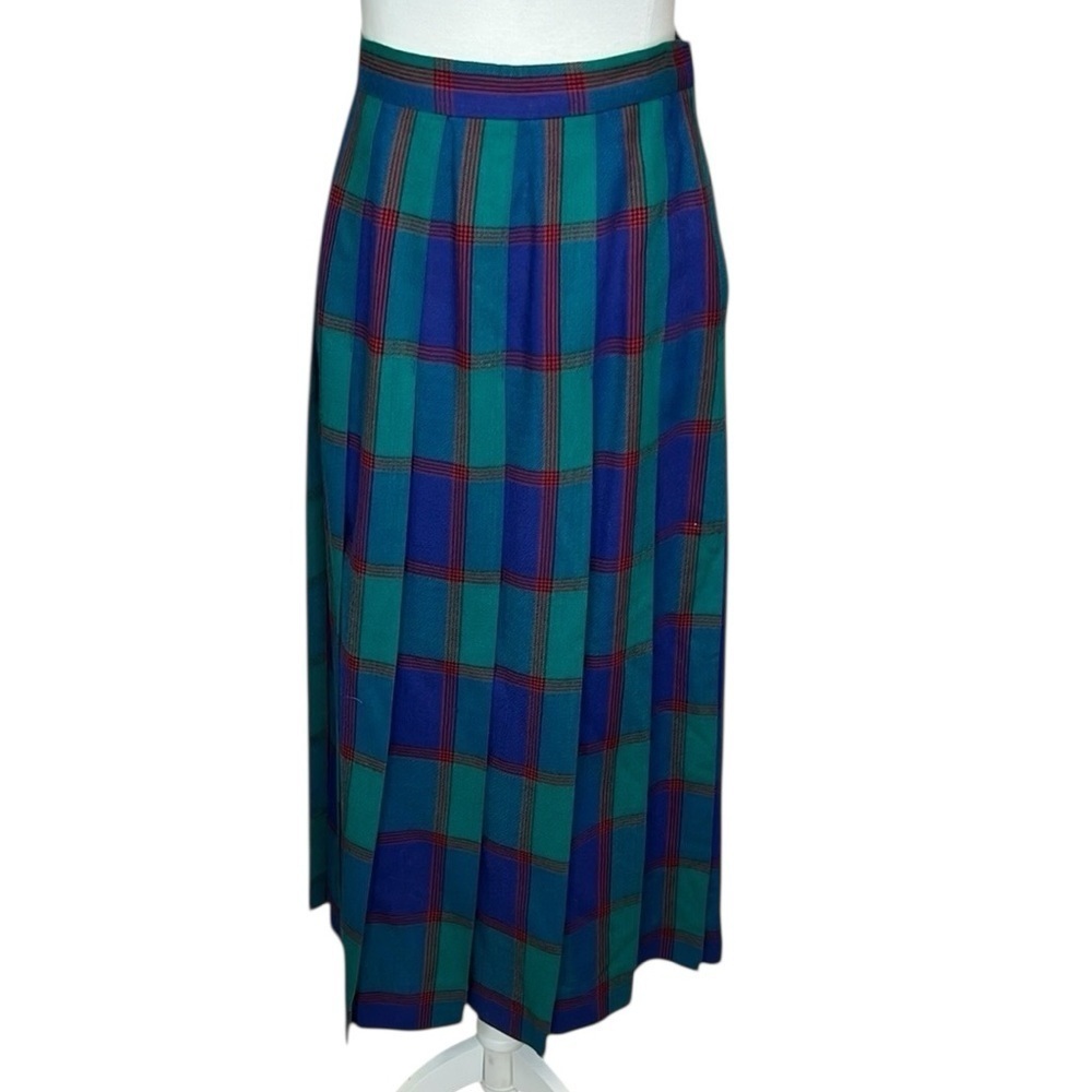 David Brooks Plaid Wool Skirt
